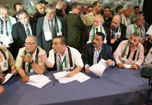 Membres du comité national de réconciliation, le 14 septembre, à Gaza. © said khatib/AFP