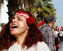 Une manifestante lors de la marche pour l’égalité dans l’héritage à Tunis, le 10 mars 2018. © Reuters