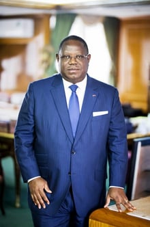 Emmanuel Issoze Ngondet, le 22 avril à Libreville. © François ZIMA pour JA