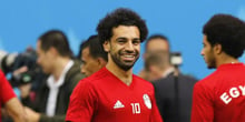 L’Égyptien Mohamed Salah à l’entraînement pendant le Mondial 2018, à Saint-Pétersbourg, en Russie, le 18 juin. © Efrem Lukatsky/AP/SIPA