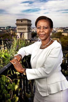 Louise Mushikiwabo, ministre des Affaires étrangères et porte-parole du gouvernement de Paul Kagame et candidate au poste de secrétaire générale de l’OIF, à Paris le 20 septembre 2018 © Bruno Levy pour JA