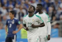 Moussa Wagué, lors d’un match Sénégal-Japon pendant la Coupe du monde 2018. © Vadim Ghirda/AP/SIPA