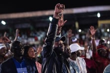 Lors d’un des derniers meeting d’Ousmane Sonko, candidat du Pastef à la présidentielle sénégalaise. © Sylvain Cherkaoui pour Jeune Afrique