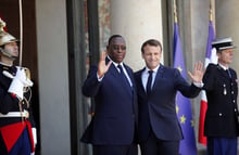 Le président sénégalais Macky Sall et son homologue français Emmanuel Macron, à l’Élysée le 15 mai 2019. © Francois Mori/AP/SIPA