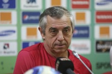 Le coach de la Tunisie, Alain Giresse, en janvier 2015 lorsqu’il entraînait le Sénégal. © Sunday Alamba/AP/SIPA