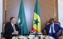 Mike Pompeo et Macky Sall à Dakar, le 15 février. © Andrew Caballero-Reynolds/AP/SIPA