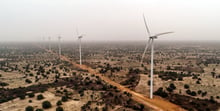 Centrale éolienne de Taiba Ndiaye, au Sénégal. © Lionel Mandeix/Présidence Sénégal