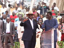 Le président sénégalais Macky Sall, en février 2020, lors de l’inauguration d’un parc éolien à Thiès. © Alaattin Dogru / Anadolu Agency/AFP