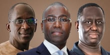 Abdoulaye Diouf Sarr, Amadou Hott, Aliou Sall. © Montage JA : Carmen Abd Ali pour JA, DR, Sylvain Cherkaoui pour JA