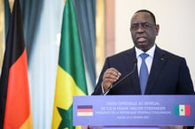 Macky Sall au palais présidentiel, à Dakar, le 21 février 2022 © BERND VON JUTRCZENKA/DPA via AFP