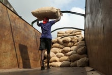 Transport de sacs de cacao par camion à Soubre, Côte d’Ivoire. © REUTERS/Luc Gnago