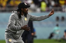 L’entraîneur du Sénégal, Aliou Cissé, lors du match contre l’Équateur, au Khalifa International Stadium de Doha, pendant la Coupe du monde au Qatar, le 29 novembre 2022. © OZAN KOSE/AFP