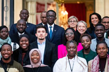 Séminaire intergouvernemental franco-sénégalais, à Champs-sur-Marne (France), le 8 décembre 2022, en présence des Premiers ministres Amadou Ba (à g., cravate bleue) et Élisabeth Borne (à dr.). © Xose Bouzas/Hans Lucas via AFP