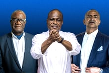 De g. à dr. : Denis Mukwege, Martin Fayulu et Moïse Katumbi. © Montage JA : Vincent Fournier pour JA ; Arsene Mpiana pour JA ; Johanna de Tessières/ Collectif Huma pour JA