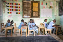 Elèves de Saint-Louis du Sénégal, le 16 mai 2022. © Jean-Francois Fort/Hans Lucas via AFP