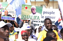 À Dakar, le 19 mai 2017, lors d’un meeting de l’opposition. © SEYLLOU/AFP