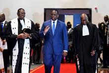 Le président sénégalais Macky Sall arrive pour sa cérémonie de prestation de serment à Diamniadio, une ville nouvelle au sud Dakar, le 2 avril 2019. © Seyllou / AFP