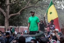 Le chef de l’opposition, Ousmane Sonko, lors d’un meeting à Ziguinchor le 24 mai 2023. © Muhamadou Bittaye/AFP