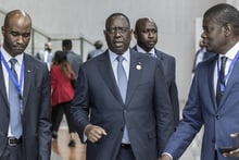 Le président sortant de l’Union africaine et président du Sénégal Macky Sall au deuxième jour de la 36e session ordinaire de l’Assemblée de l’UA à Addis-Abeba, le 19 février 2023. © Amanuel Sileshi/AFP