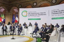 Lors de la session de fin du sommet de Paris pour un nouveau pacte financier mondial, le 23 juin 2023. © Lewis Joly/Pool/AP/SIPA.