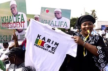 Marche d’opposants sénégalais réclamant la fin des poursuites contre Khalifa Sall et Karim Wade, à Dakar, le 29 novembre 2018. © Seyllou/AFP