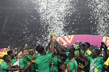 l’Égypte au stade d’Olembe, à Yaoundé, le 6 février 2022. © Photo by CHARLY TRIBALLEAU / AFP