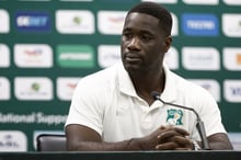 L’entraîneur ivoirien Emerse Faé donne une conférence de presse au stade Charles-Konan-Banny de Yamoussoukro le 28 janvier 2024. © Kenzo TRIBOUILLARD / AFP