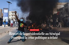 Des manifestants dans les rues de Dakar, le 4 février 2024. © AFP / Photomontage : JA