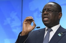 Le président sénégalais, Macky Sall, lors d’une conférence de presse à Bruxelles, le 18 février 2022. © John Thys/AP/SIPA