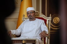 Mahamat Idriss Déby Itno, président de la transition tchadienne, au palais présidentiel, à N’Djamena, le 13 avril 2024. © Vincent Fournier pour JA