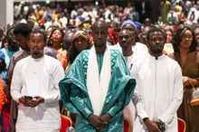 Officiels africains, dont des présidents, des premiers ministres, à la cérémonie de prestation de serment de Bassirou Diomaye Faye, le 02 avril 2024,, au Sénégal. © Cem Ozdel / Anadolu via AFP