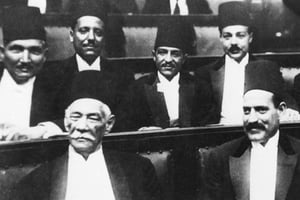 Saad Zaghloul (premier plan à g.), leader de la révolution égyptienne de 1919 et Premier ministre à partir de 1924. © AFP