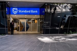 Agence de la Standard Bank dans le quartier de Sandton, à Johannesburg, le 18 décembre 2019. © Emmanuel Croset/AFP