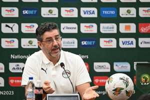 Le sélectionneur Rui Vitoria en conférence de presse © Sia KAMBOU / AFP