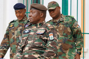 Le général Abdourahamane Tiani, chef de la junte au Niger, le 28 juillet 2023. © BALIMA BOUREIMA/Anadolu Agency via AFP.