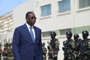 Macky Sall, le président du Sénégal, sur la base navale de Dakar, le 3 août 2023.
