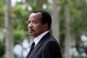Le président camerounais Paul Biya au palais présidentiel de Yaoundé, le 26 juillet 2022. © Stephane Lemouton/Bestimage via Sipa.