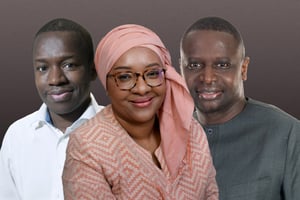 Tidjane Deme, Aminata Ndiaye Niang et Serigne Dioum. © Montage JA : Vincent Fournier/JA ; DR