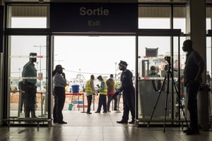Aéroport international de Kinshasa-N’Djili, le 15 août 2020. © Arsène Mpiana/AFP