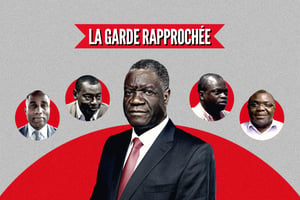Les soutiens de Denis Mukwege, candidat à la présidentielle congolaise. © Montage JA