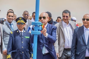 Le président mauritanien Mohamed Ould Cheikh El Ghazouani, à Kiffa le 11 mai 2024. © Ministère de l’Hydraulique mauritanien