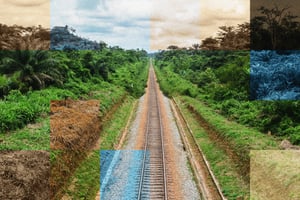 Le corridor ferroviaire dont ArcelorMittal le monopole dans le comté de Nimba, dans le nord du Liberia. © Jbdodane / Alamy via ABACA.