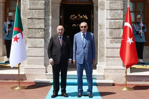 Le président algérien Abdelmadjid Tebboune (à g.) au côté du président turc Recep Tayyip Erdogan, à Istanbul, le 22 juillet 2023. © Mustafa KAMACI / Présidence Turque / AFP