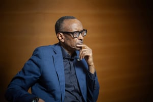 Paul Kagame, président du Rwanda, lors de l’interview accordée à Jeune Afrique, à Kigali, le 14 mars 2024.