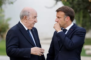 Abdelmadjid Tebboune et Emmanuel Macron le 13 juin 2024 à l’hôtel Borgo Egnazia, en Italie, lors du dernier Sommet du G7. © Ludovic MARIN / AFP