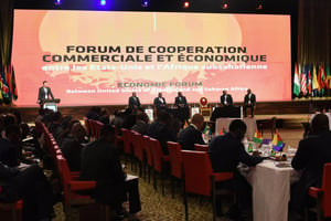 Cérémonie d’ouverture du 18e forum de l’African Growth and Opportunity Act (Agoa) à Abidjan, le 5 août 2019. © ISSOUF SANOGO/AFP