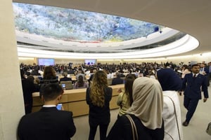 Le Conseil des droits de l’homme, à Genève, en  septembre 2017. © Laurent Gillieron/AP/SIPA