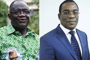 Maurice Kakou Guikahué (à gauche) et Pascal Affi N’Guessan. © Montage ISSOUF SANOGO / AFP – Vincent Fournier/JA