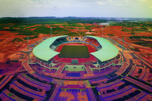 Le stade de San Pedro, ici en 2023, abritera certains matchs de la Coupe d’Afrique des nations en 2024. © Montage JA; Nabil Zorkot