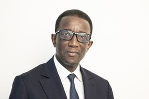 Amadou Ba, Premier ministre sénégalais et candidat à l’élection présidentielle du 25 février 2024, au « petit palais », à Dakar, le 5 octobre 2023. © Sylvain Cherkaoui pour JA
